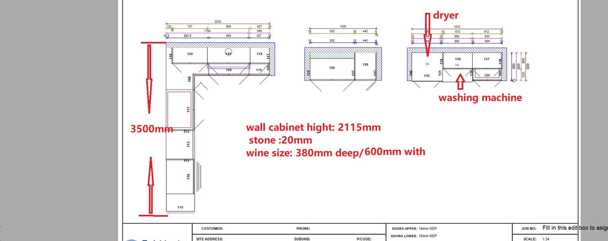 Kitchen cabinetry design drawing