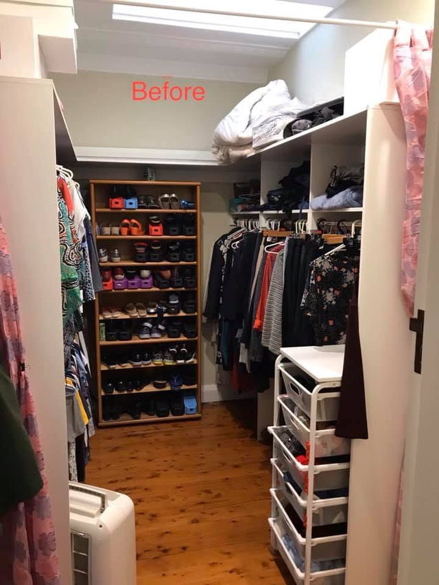 Before — walk-in wardrobe, prior to laundry conversion