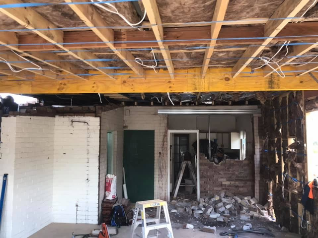 Whole-home renovation — ceiling and wall demolition