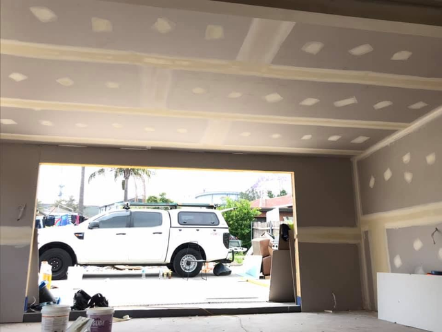 Whole-home renovation — garage ceiling sheeting