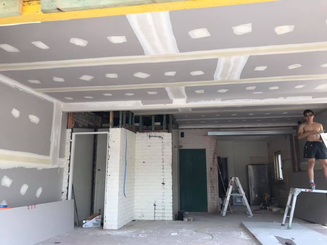 Whole-home renovation — plasterboard and brickwork